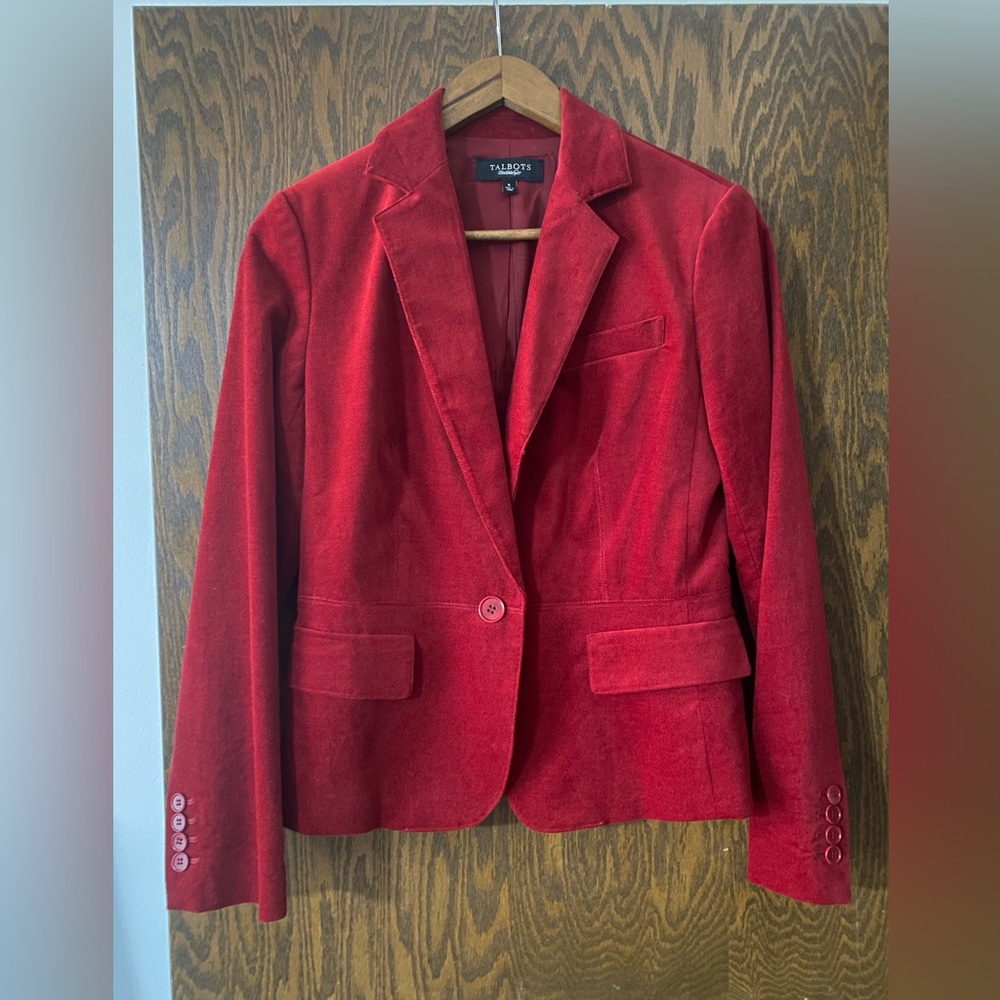 Talbots Red Velvet Blazer Jacket